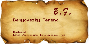 Benyovszky Ferenc névjegykártya